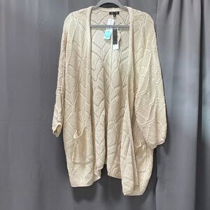 LETY & ME Ansley Crochet Cardigan With Pockets Beige - XL